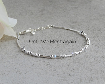 Morse Code Bracelet Sterling Silver, Until We Meet Again Morse Code Bracelet, Memorial Bracelets for Women, Pet Sympathy Bracelet