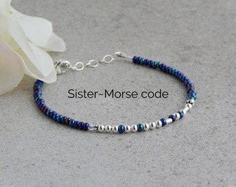 Sister Bracelet Morse Code, Morse Code Bracelet Sterling Silver, Sister Bracelet Gift, Gift for Sister from Sister