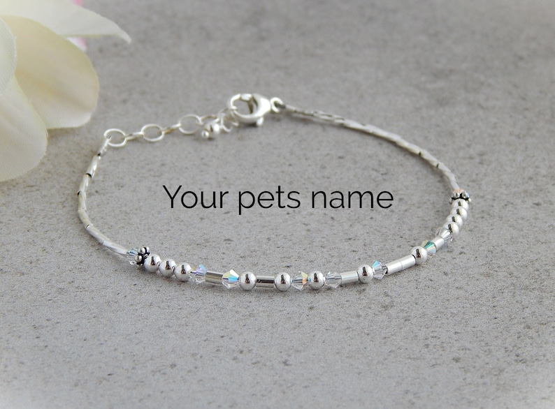 Pet Memorial Bracelet Sterling Silver, Morse Code Bracelet Custom, Memorial Bracelet for Dog, Personalized Pet Bracelet, Cat Bracelet Bracelet Only