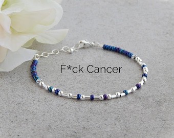 Cancer Bracelets for Women, Morse Code Bracelet Sterling Silver, Strength Bracelets, Cancer Survivor Bracelet, F Cancer Morse Code Bracelet