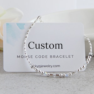 Custom Morse Code Bracelet, Morse Code Bracelet Sterling Silver, Personalized Morse Code Bracelet for Women, Secret Message Bracelet image 3