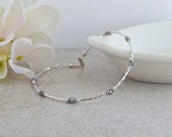 Labradorite Anklet for Women, Ankle Bracelets for Women, Sterling Silver Anklet,  Labradorite Jewelry, Beach Anklet, Adjustable Anklet