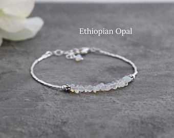 Opal Bracelets for Women, Ethiopian Opal Bracelet, Opal Bracelet Silver, October Birthstone Bracelet, Opal Jewelry