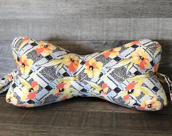 Peach & Yellow Flowered Dog Bone Pillow