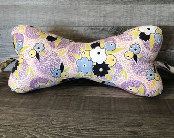 Blue Flowers & Purple Dots Dog Bone Pillows