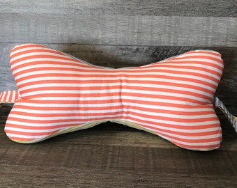Orange, Blue, Yellow Stripes Dog Bone Pillow