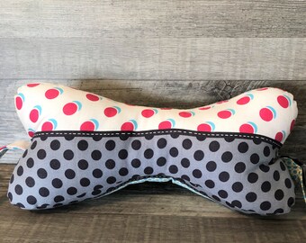 Abstract Dots Black, Blue, Pink Dog Bone Pillow