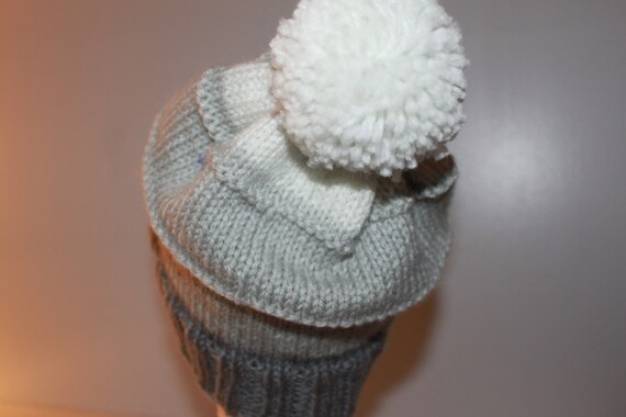 Grey and White Knit Beanie Hat - Etsy display picture 1