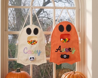 Custom Name Halloween Candy Bag | Kids Candy Basket | Trick or Treat Basket |Halloween Gift|Personalized Tote|Halloween Costume|Candy Holder