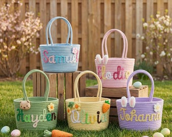 Canasta de Pascua, Canasta de algodón personalizada, Canasta personalizada, Decoración de Pascua, Canasta de almacenamiento, Almacenamiento para niños, Regalo de Pascua, Canasta de Pascua
