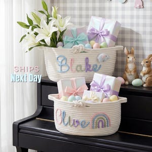 Cesta de almacenamiento personalizada para niños y mascotas · Organizador de dormitorio personalizado · Cesta para recién nacidos y cesta de regalo · Cesta de Pascua · Cesta para la ropa