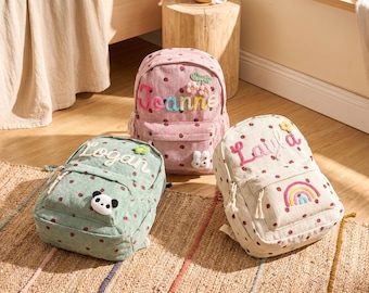 Gepersonaliseerde corduroy rugzak, aangepaste naam kinderschooltas, kleuterschoolrugzak peuter, terug naar school cadeau voor jongens en meisjes, schoolcadeau