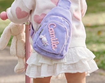 Custom Name Toddler Purse, Corduroy Sling Bag, Gift for Boys & Girls, Kids Waist Bag, Kids outdoor bag, Kids Sports Bag, Crossbody Bag