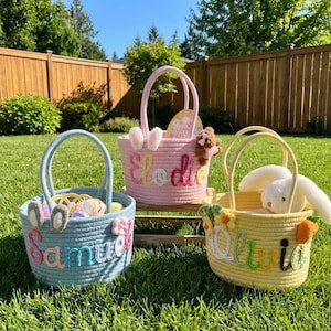 イースターバスケット、パーソナライズされたイースターコットンバスケットカスタムバスケット、イースターデコレーション、収納バスケット、子供用収納、イースターギフト、イースターハンターバスケット