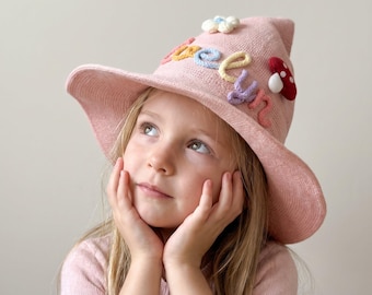 Custom Halloween Kids Witch Hat, Pesonalized Halloween Toddler Costume,Halloween Party Gift,Trick or Treat, Embroidered Hat,Halloween Outfit