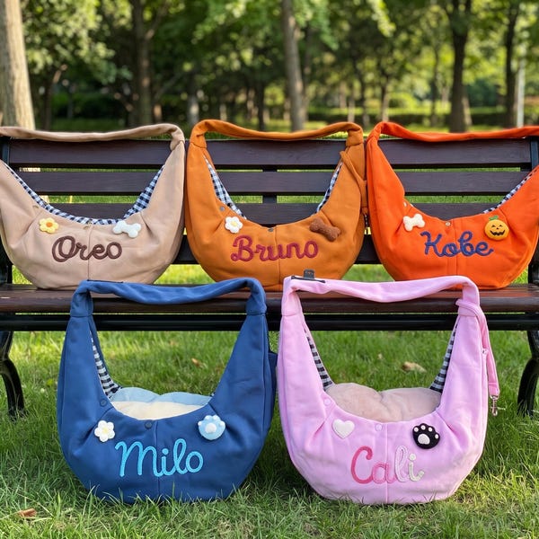 Custom Pets Sling Bag, Small Cat&Dog Shoulder Bag, Personalized Pet Gifts, Hands Free Pet Carrier, Pet Carrying Wrap, Travel Pet Walking Bag