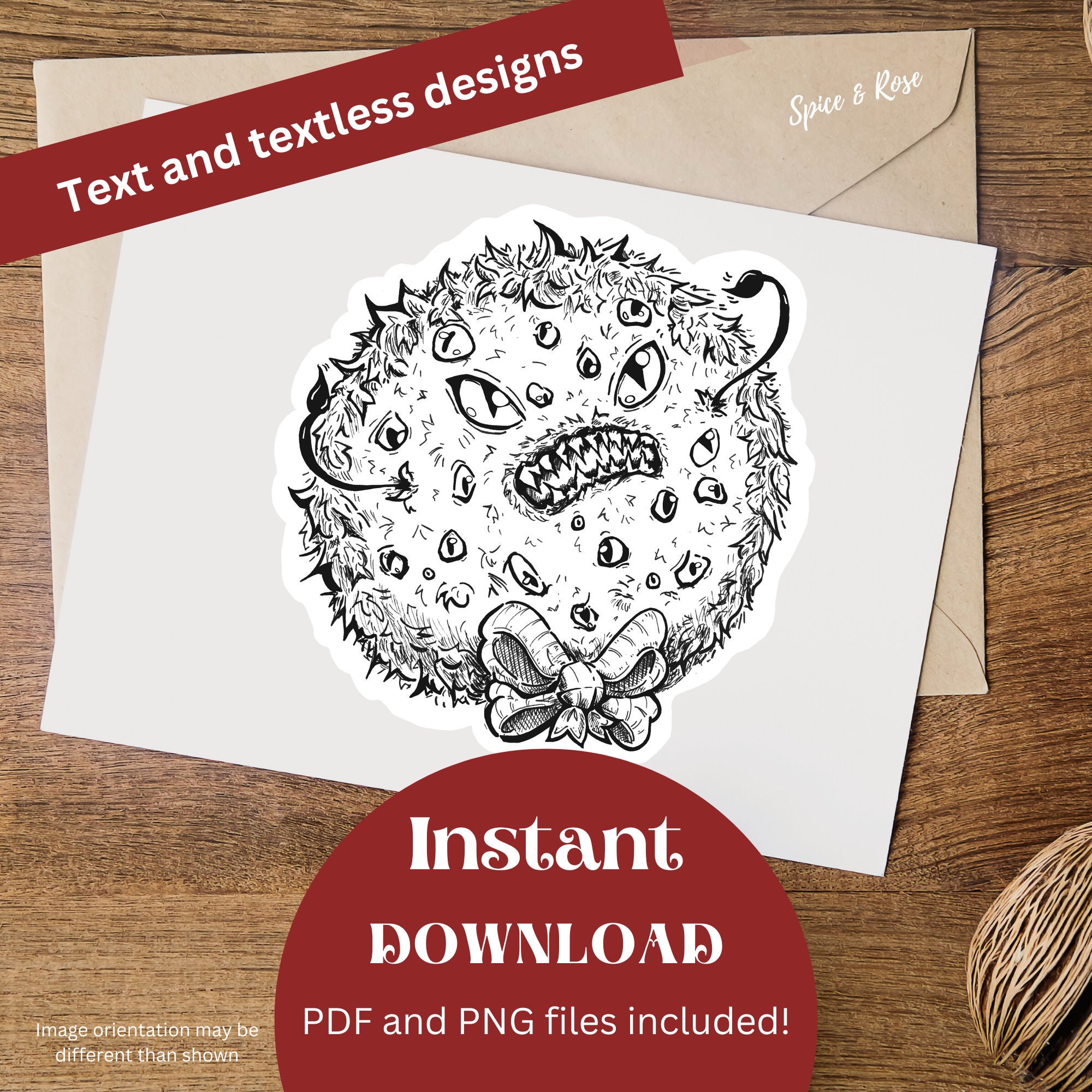 Dungeons and Dragons Inspired Mimic Wreath Printable Christmas