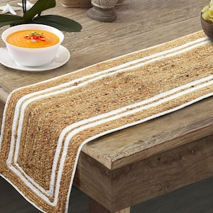 Handmade Braided Jute DiningTable Runner: Rustic Boho Dining Decor,Center Table Runner