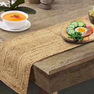 Handmade Braided Jute Table Runner: Rustic Boho Dining Table Decor,Center Table Runner,Jute Runner