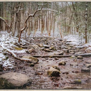 Snowy Forest Creek by Carter Shields Cabin 24x36 FloatPlaq Landschaft Natur Fotografie Wohnkultur Wand Kunst Wand-Dekor Fotografie Druck
