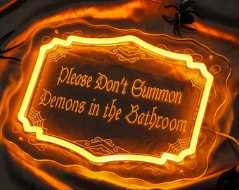 Letrero de neón LED de demonio divertido para baño: decoración gótica de Halloween