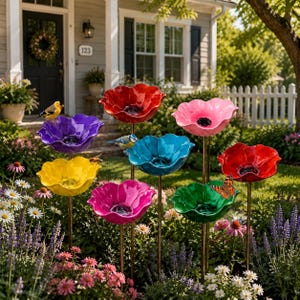 Vaschetta per api a forma di fiore per giardino, mangiatoia in ceramica per impollinatori, decorazione colorata per abbeveratoi da esterno per uccelli