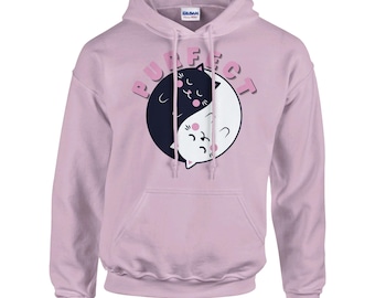 Cat Yin Yang Hoodie: Minimalist Cat Lovers Sweatshirt
