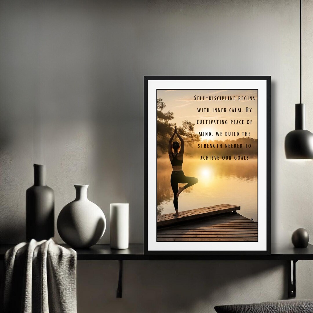 Motivational Yoga Quote Poster on Inner Calm and Discipline Zen Wall ...
