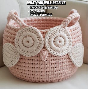 Motif de crochet de panier de hibou | Rangement facile des fils volumineux (patron PDF)
