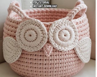 Patrón de crochet para cesta de búho / Almacenamiento fácil de lana voluminosa (patrón PDF)