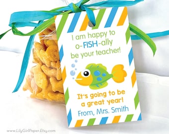 Editable Back to School Goldfish Treat Bag Tag, Teacher Gift to Students Tag, Printable, O-Fish-Ally, Instant Download, DIY Tags!