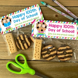 Editable 100th Day of School Treat Bag Topper, You Are One Smart Cookie Treat, Teacher Gift, Goodie Bag Topper, Edit Download & Print Today