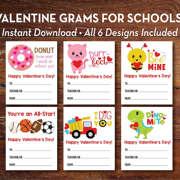 Valentine Grams, Candy Grams, INSTANT Download, PTA, PTO School Fundraiser Printable, Valentine Messages for Students