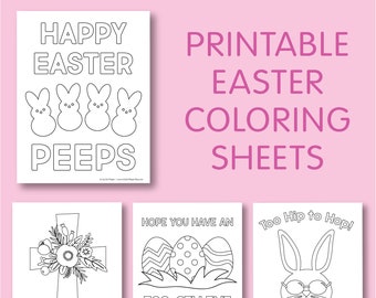 PRINTABLE Easter Coloring Sheets, Set of 4, Kids Activities for Staying Home, Preschool, Church Sunday school Printable, INSTANT DOWNLOAD