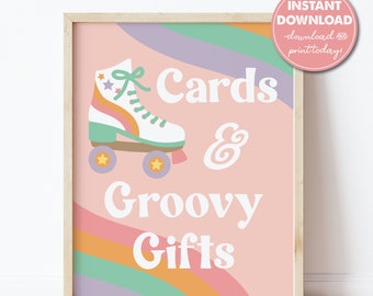 INSTANT DOWNLOAD Groovy Roller Skating Birthday Cards & Gifts 8x10" Sign, Groovy Girl, Retro Roller Skate, Printable, PDF File, 0326