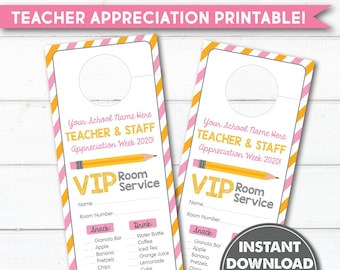 Editable Teacher & Staff Appreciation Week Printable, Room Service Door Hanger, PTO, PTA Printable, INSTANT Download, End of Year, 0159