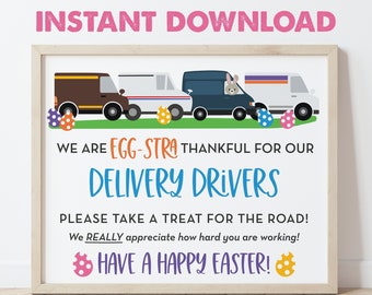 Happy Easter Delivery Driver Thank You Treat Sign, Egg-stra Thankful, Deliveries, Lucky, Mail Carrier Gift, Package, Instant Download 0288