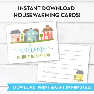 Welcome to the Neighborhood, Contact Information Cards, Neighbor Housewarming Gift, Instant Download, Printable PDF