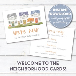 Editable We&#39;re New to the Neighborhood cards, Instant Download, New Neighbor Announcements, New Home, Moving Announcement, 0200