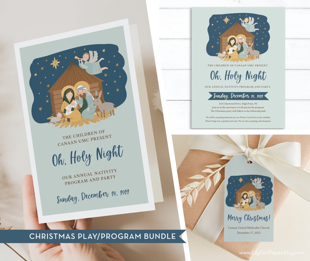 BUNDLE Christmas Church Program Editable Template, 5.5x8.5 Folded