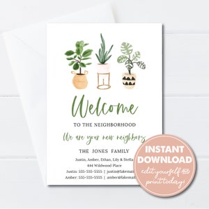 Editable Welcome to the Neighborhood cards, Editable Template, Instant Download, New Neighbor Gift, 0204