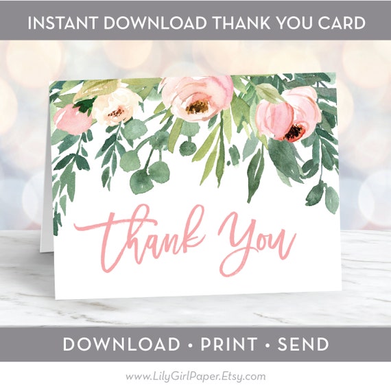 INSTANT DOWNLOAD Thank You Card, Bridal Shower, Baby Shower, Birthday Party Stationery, Note Card, Printable, PDF File, 0212 Il_570xn