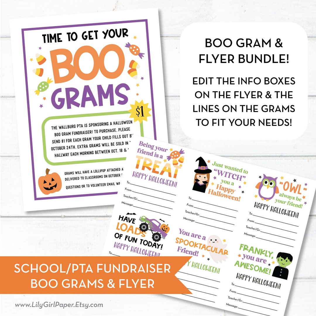 Editable Halloween Candy Grams, Boo Grams & Flyer, INSTANT Download