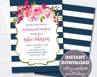 Editable Bridal Luncheon invitation Template, Bridal Shower invitation, INSTANT DOWNLOAD, Edit, Download and Print Today! 0106