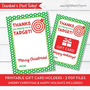Target Gift Card Holder, Christmas Gift Card, Holiday Gift, INSTANT DOWNLOAD, Printable, Teacher Gift, Coach&#39;s Gift, Bus Driver Gift, 314