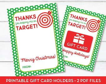 Target Gift Card Holder, Christmas Gift Card, Holiday Gift, INSTANT DOWNLOAD, Printable, Teacher Gift, Coach's Gift, Bus Driver Gift, 314