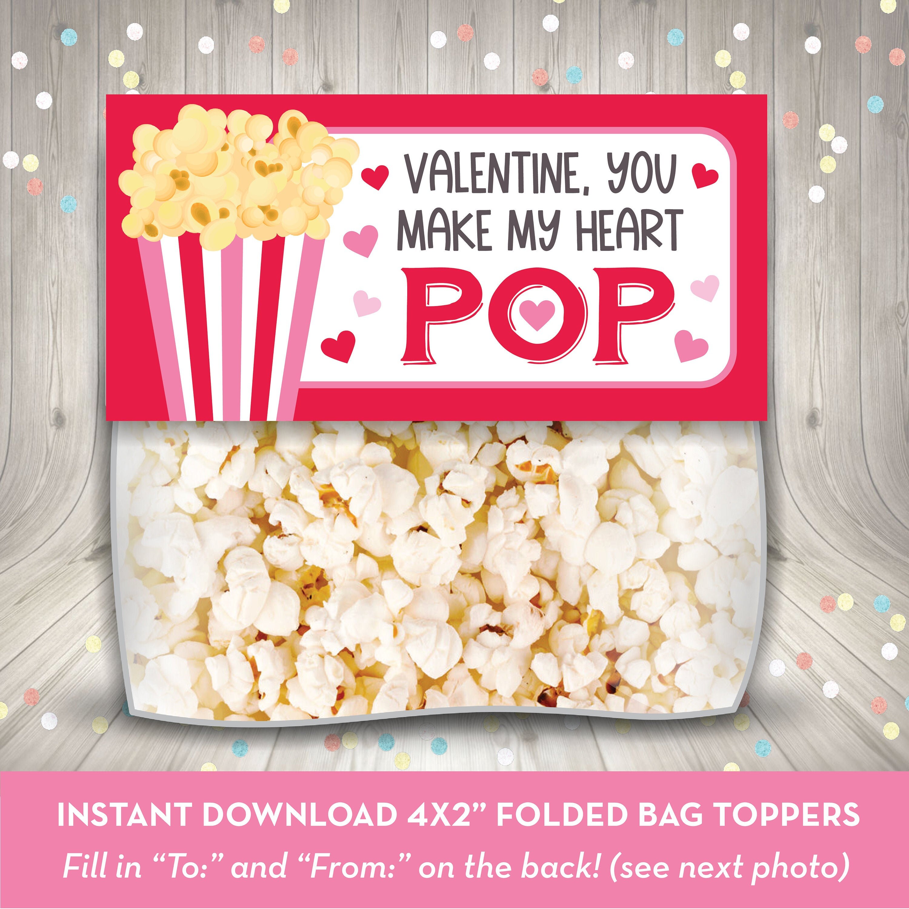 Valentine Popcorn Bag Toppers INSTANT DOWNLOAD You Make My Etsy España