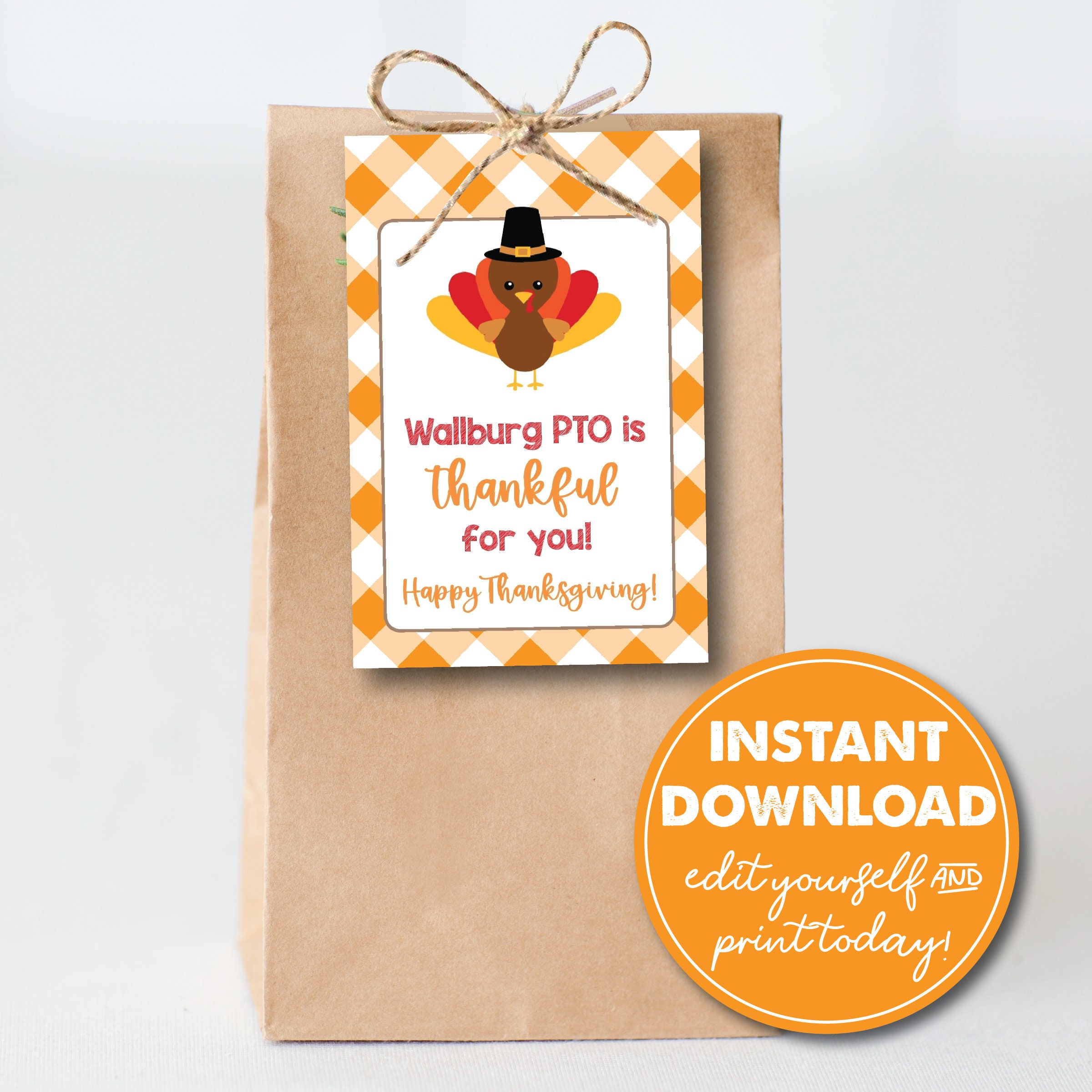 146 おすそ分け平袋⑩ teatea様　ステッカー　ggaggong様　メモ Editable Teacher and Staff Thanksgiving Gift Tag, PTO, PTA