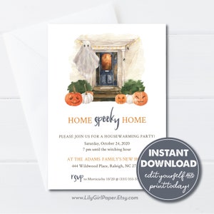 Editable Halloween Home Spooky Home Housewarming Party Invitation Template, New House Celebration, INSTANT DOWNLOAD, Printable Invite 0227