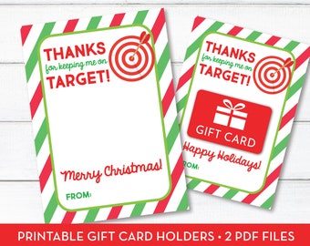 Target Gift Card Holder, Christmas Card, Happy Holidays Gift, INSTANT DOWNLOAD, Printable, Teacher Gift, Coach's Gift, Bus Driver Gift, 314